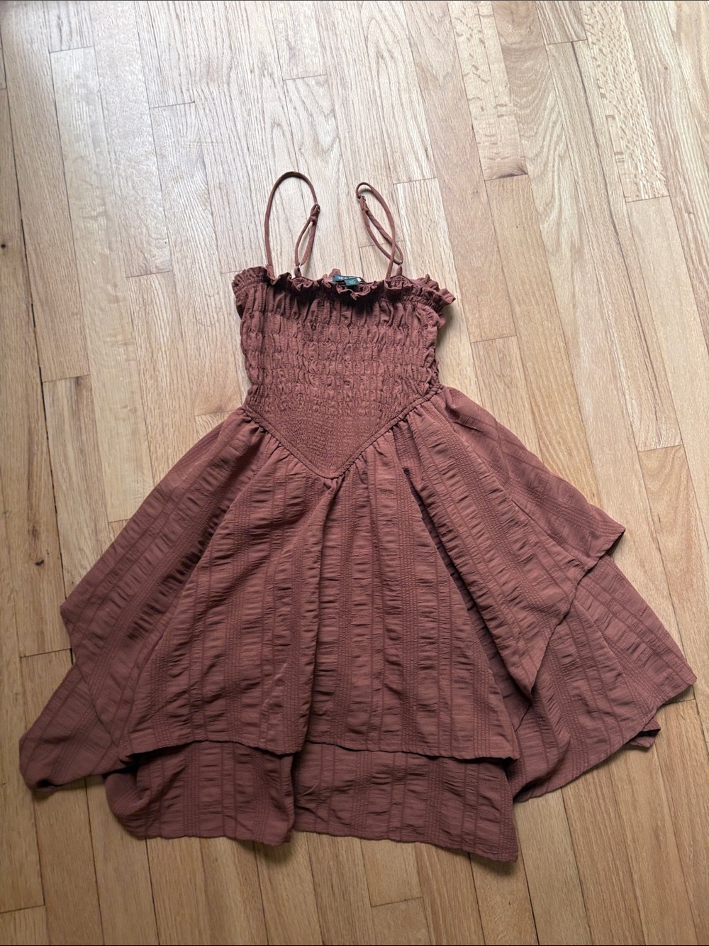 wild fable Rust Smocked Tiered Spaghetti Strap Dress